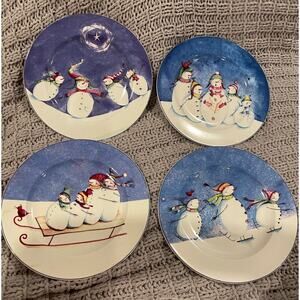 Oneida Snow Family Fun Salad Plates Set Of 4